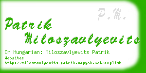 patrik miloszavlyevits business card